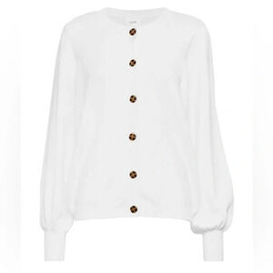 Just Female Beate Knit White Button Up Cardigan Sweater Size S NWT $103